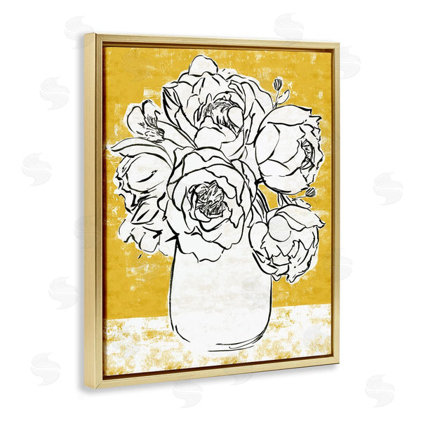 Stupell Industries Annie Warren | Peony Sketch Bouquet Contrasted Distressed Yellow