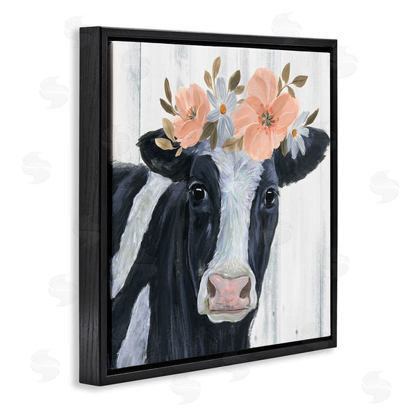 Stupell Industries Annie Warren | Pink Blossoms Cow Portrait Wall Art