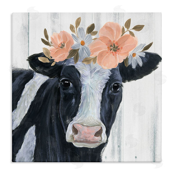 stupell industries Annie Warren | Pink Blossoms Cow Portrait Wall Art