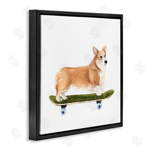 Stupell Industries Annie Warren | Playful Corgi Pet Dog On Green Skateboard Wall Art