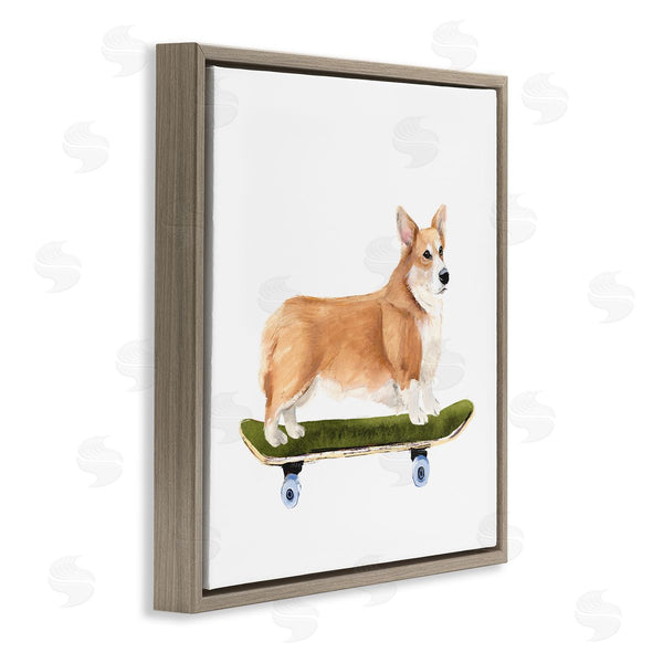 Stupell Industries Annie Warren | Playful Corgi Pet Dog On Green Skateboard Wall Art