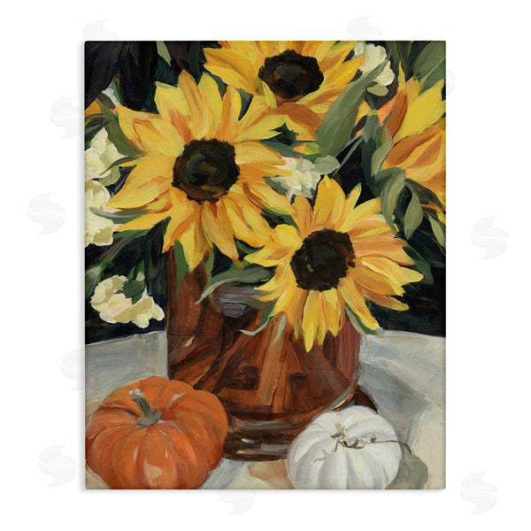 stupell industries Annie Warren | Quaint Rustic Sunflower Vase Autumn Pumpkin Still-Life Wall Art