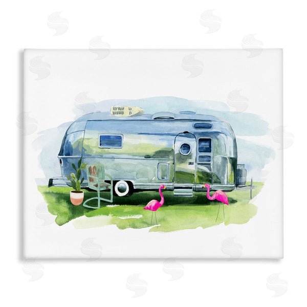 stupell industries Annie Warren | Retro Camper with Flamingos Wall Art