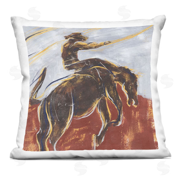 stupell industries Annie Warren | Rodeo Cowboy in Earth Tones Printed Throw Pillow