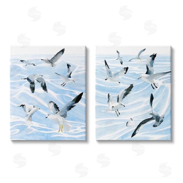 stupell industries Annie Warren | Seagulls at Flight Fluid Ocean Blue Waves Wall Art