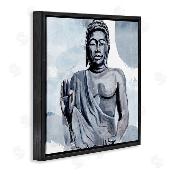 Stupell Industries Annie Warren | Teaching Buddha Pose Wisdom Motivational Abstract Blue Pattern Wall Art