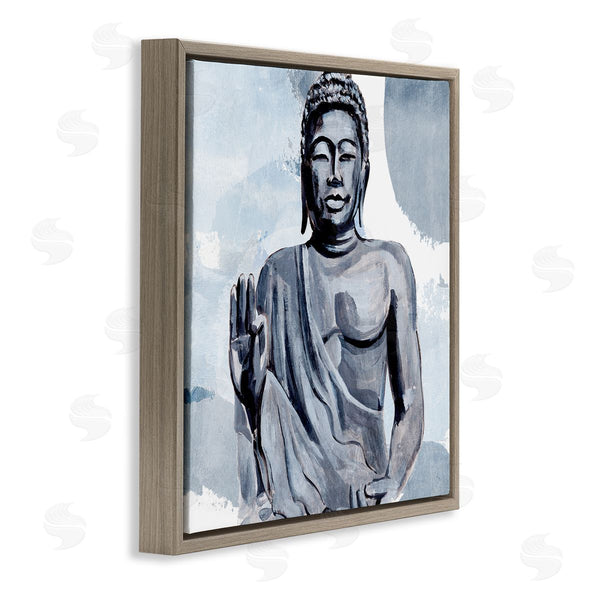 Stupell Industries Annie Warren | Teaching Buddha Pose Wisdom Motivational Abstract Blue Pattern Wall Art