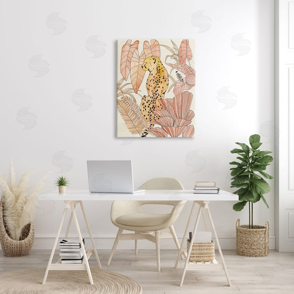Stupell Industries Annie Warren | Tropical Cheetah Blush Forest Palm Fern Fronds Wall Art