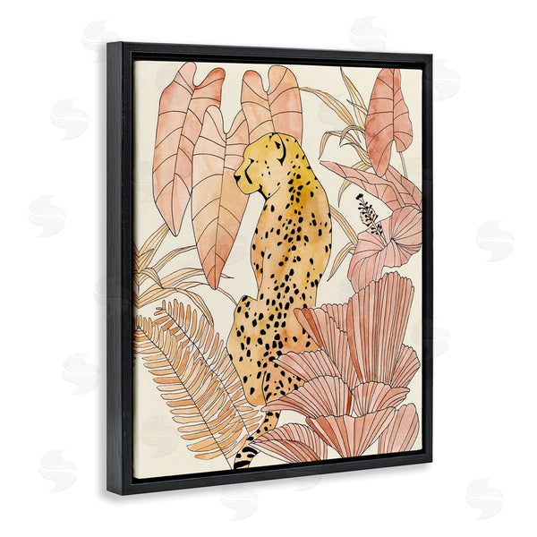 Stupell Industries Annie Warren | Tropical Cheetah Blush Forest Palm Fern Fronds Wall Art