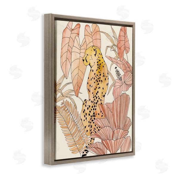 Stupell Industries Annie Warren | Tropical Cheetah Blush Forest Palm Fern Fronds Wall Art
