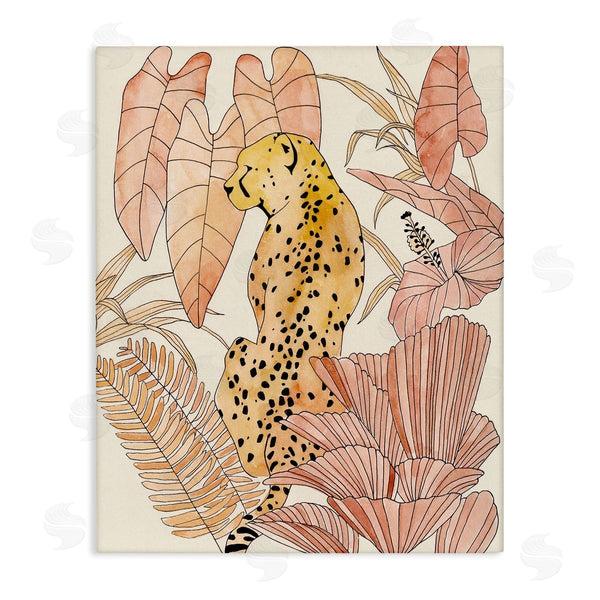 stupell industries Annie Warren | Tropical Cheetah Blush Forest Palm Fern Fronds Wall Art