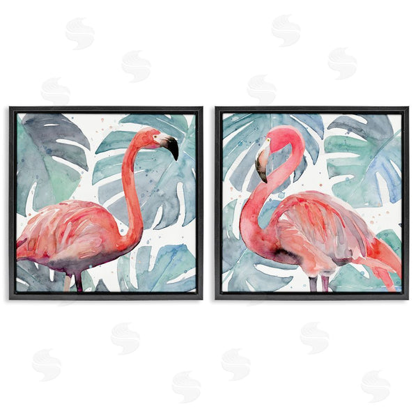 Stupell Industries Annie Warren | Tropical Flamingos With Green Monstera Plants Wall Art