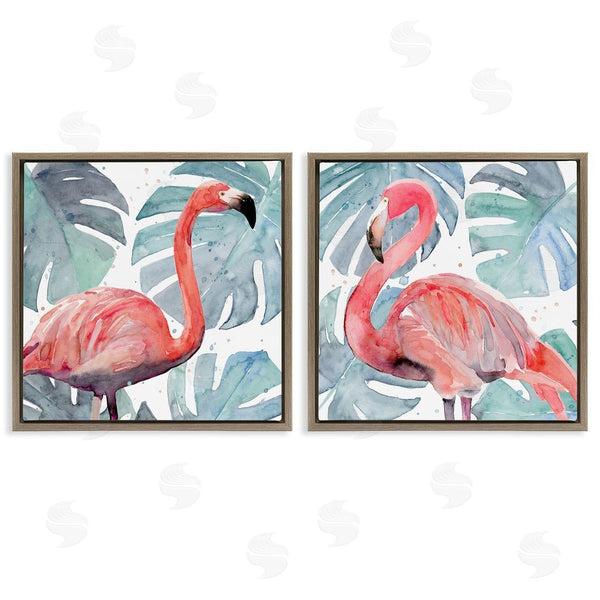 Stupell Industries Annie Warren | Tropical Flamingos With Green Monstera Plants Wall Art