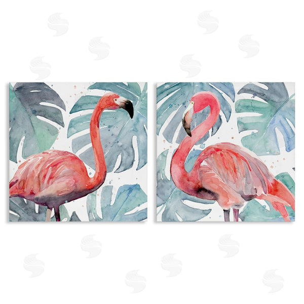 stupell industries Annie Warren | Tropical Flamingos with Green Monstera Plants Wall Art