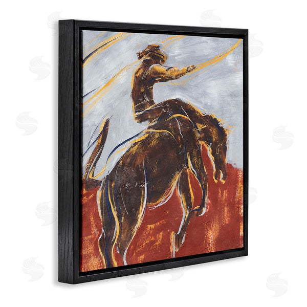 Stupell Industries Annie Warren | Western Cowboy Lasso Horse Buck Red Blue