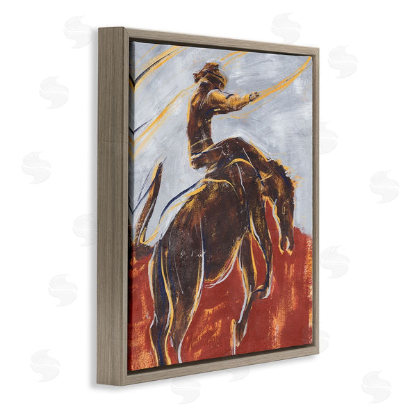 Stupell Industries Annie Warren | Western Cowboy Lasso Horse Buck Red Blue