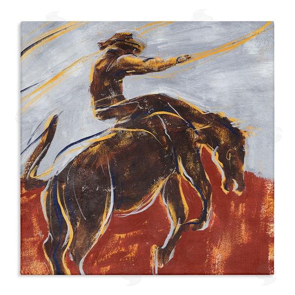 stupell industries Annie Warren | Western Cowboy Lasso Horse Buck Red Blue