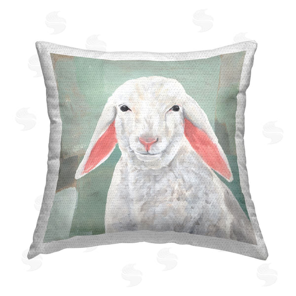 Stupell Industries Annie Warren | White Farmhouse Sheep Printed Throw Pillow