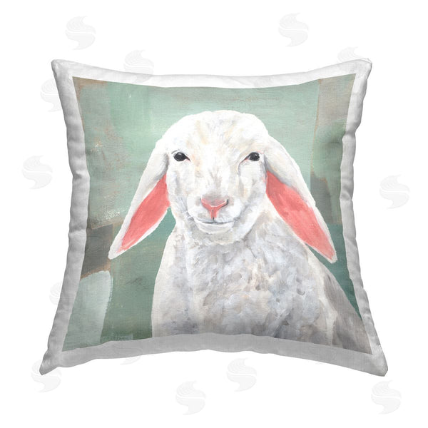stupell industries Annie Warren | White Farmhouse Sheep Printed Throw Pillow