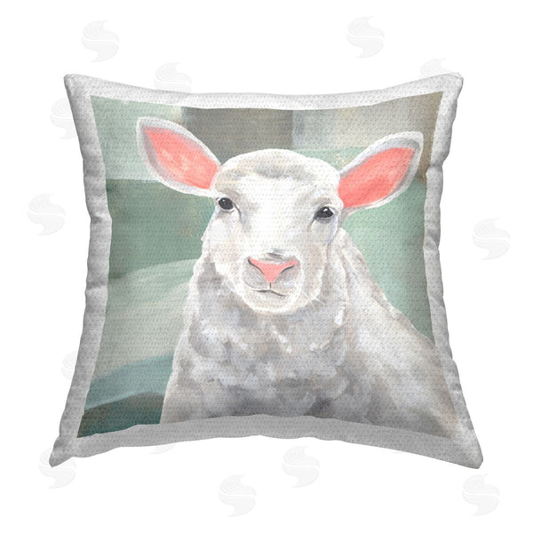 Stupell Industries Annie Warren | White Sheep Portrait Printed Throw Pillow