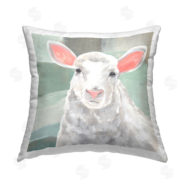 stupell industries Annie Warren | White Sheep Portrait Printed Throw Pillow