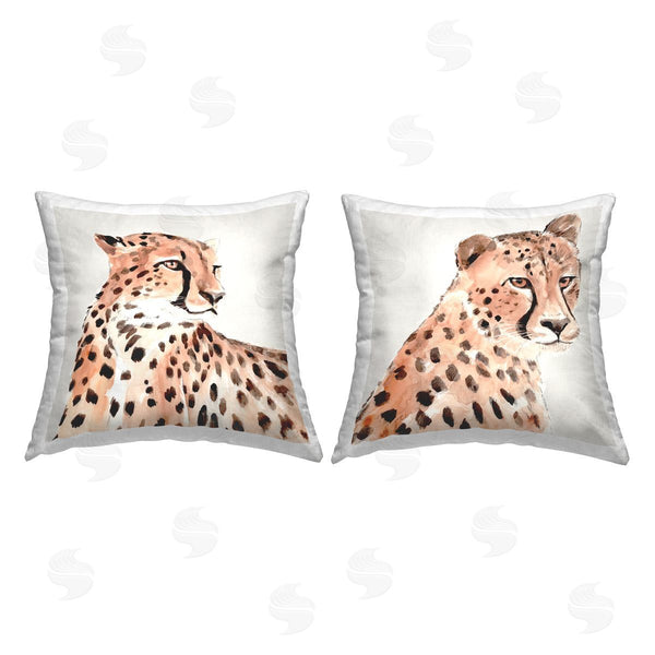 stupell industries Annie Warren | Wild Cheetahs Looking Right Printed Throw Pillow Set