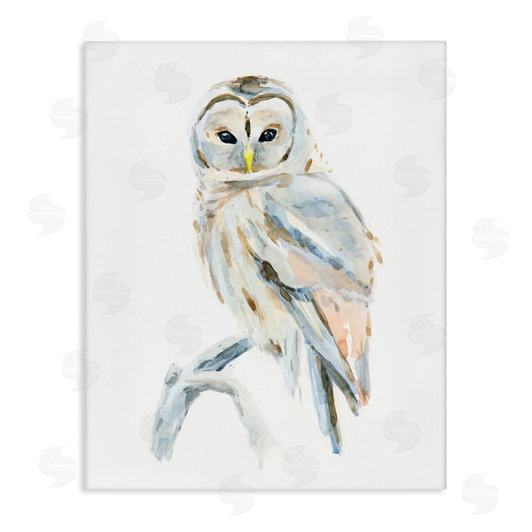 stupell industries Annie Warren | Winter Artic Owl Portrait Perched on Tree Branch