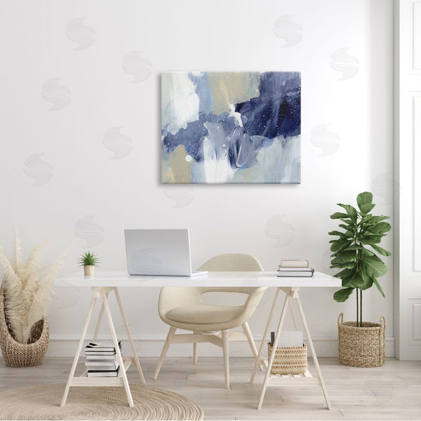 Stupell Industries Annie Warren | Winter Ice Abstract Painting Modern Blue Beige Composition Wall Art
