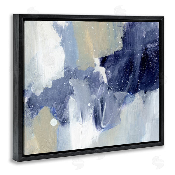 Stupell Industries Annie Warren | Winter Ice Abstract Painting Modern Blue Beige Composition Wall Art