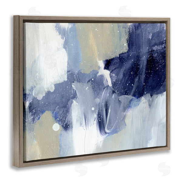 Stupell Industries Annie Warren | Winter Ice Abstract Painting Modern Blue Beige Composition Wall Art