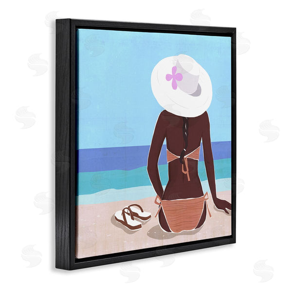 Stupell Industries Annie Warren | Woman Sitting Beachside Tropical Warm Summer Coast Wall Art