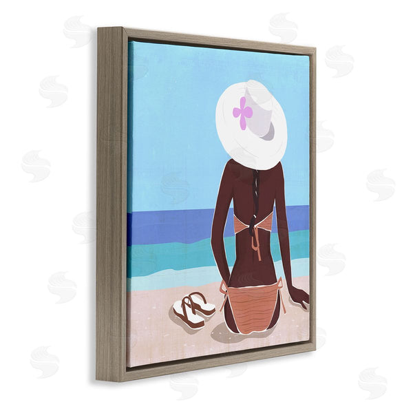Stupell Industries Annie Warren | Woman Sitting Beachside Tropical Warm Summer Coast Wall Art
