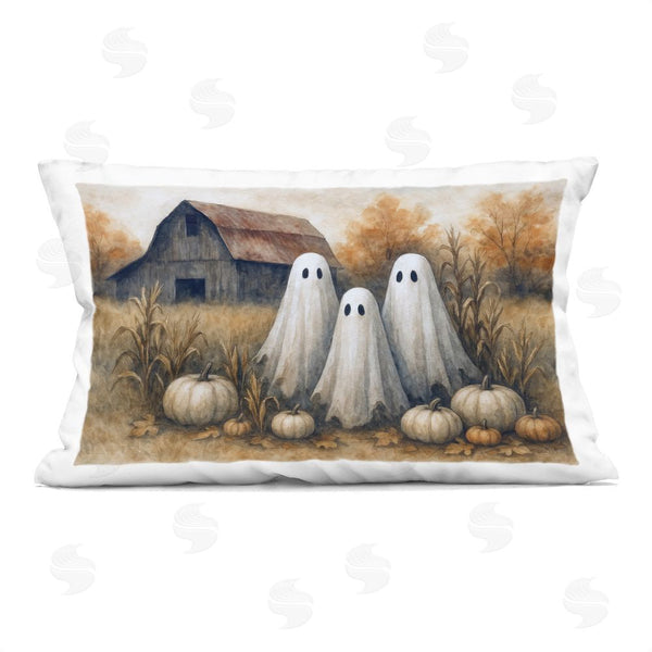 stupell industries Antony Smith | Ghost Trio on Pumpkin Farm Printed Throw Pillow