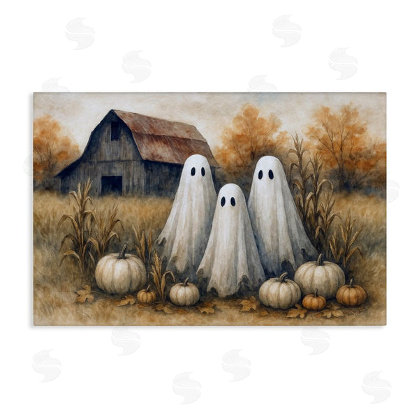 stupell industries Antony Smith | Ghost Trio on Pumpkin Farm Wall Art