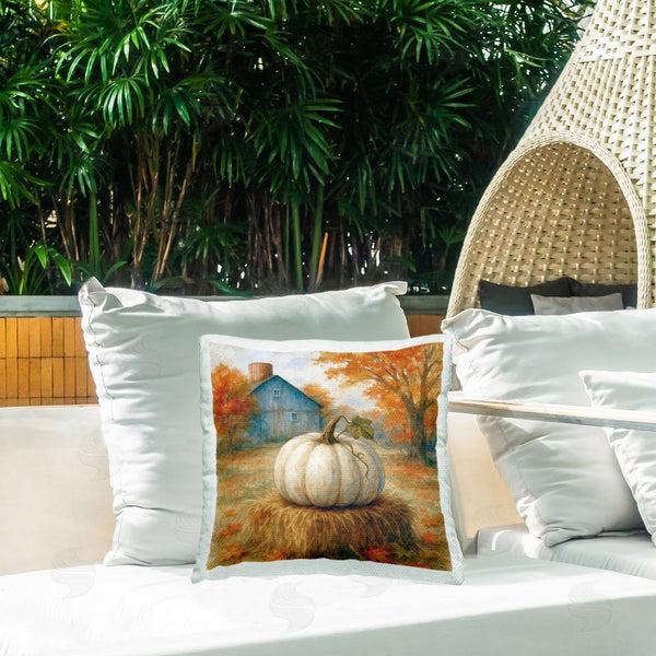 Stupell Industries Antony Smith | Harvest Pumpkin On Hay Bale Printed Throw Pillow