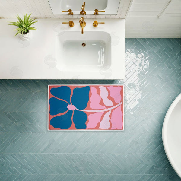 Stupell Industries Aralma | Midcentury Flower Symmetry Plush Bath Mat