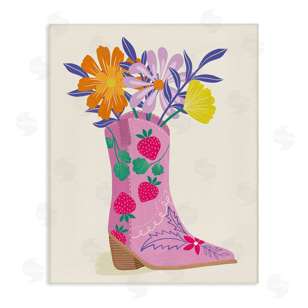 stupell industries Aralma | Strawberry Patterned Floral Boots Wall Art