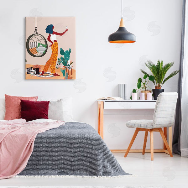 Stupell Industries Arctic Frame | Boho Girl With Plants Wall Art