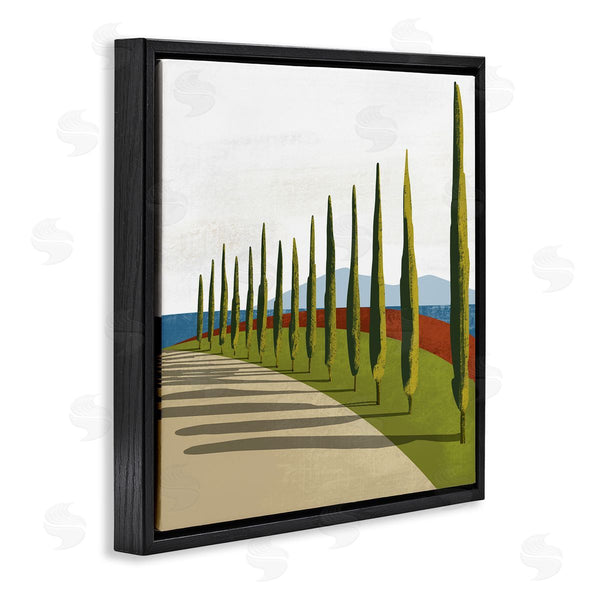 Stupell Industries Arctic Frame | Cypress Trees Tuscan Italian Fancy Garden Courtyard Road Wall Art