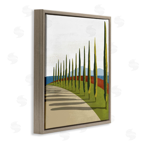 Stupell Industries Arctic Frame | Cypress Trees Tuscan Italian Fancy Garden Courtyard Road Wall Art