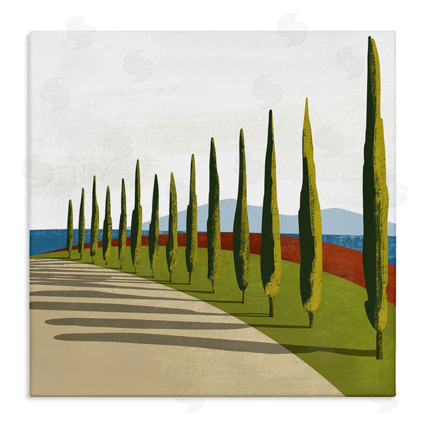 stupell industries Arctic Frame | Cypress Trees Tuscan Italian Fancy Garden Courtyard Road Wall Art