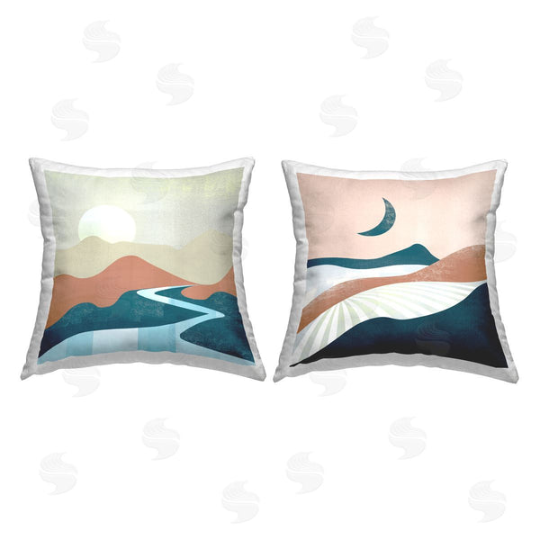 stupell industries Arctic Frame | River & Mountains Landscape Printed Throw Pillow Set