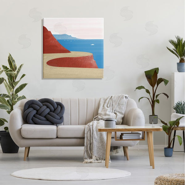 Stupell Industries Arctic Frame | Tall Cliffside Traveling Road Coastal Marine Boats Landscape Wall Art