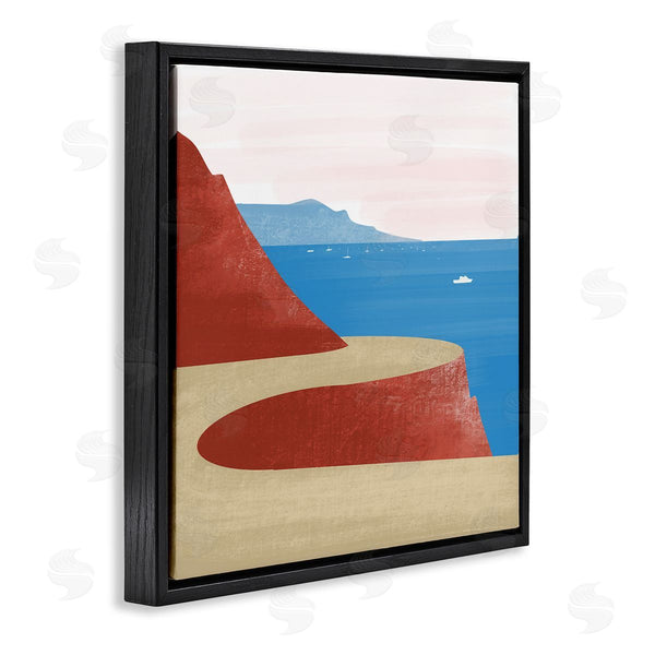 Stupell Industries Arctic Frame | Tall Cliffside Traveling Road Coastal Marine Boats Landscape Wall Art