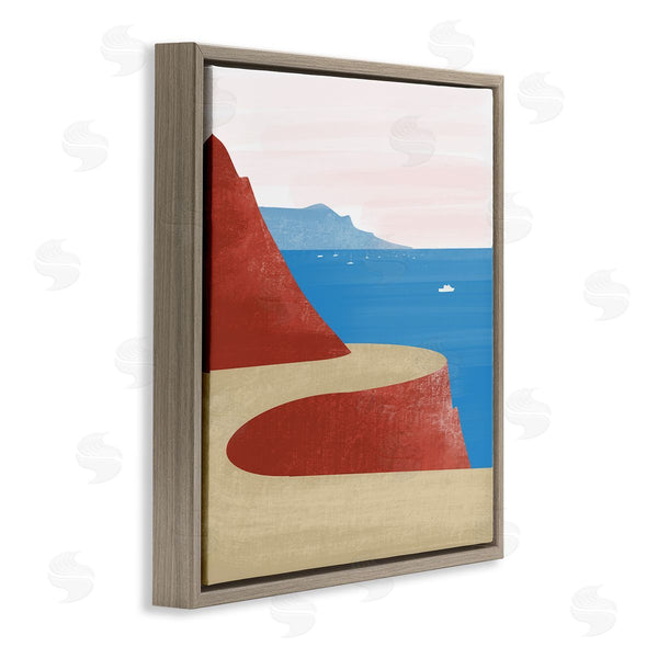 Stupell Industries Arctic Frame | Tall Cliffside Traveling Road Coastal Marine Boats Landscape Wall Art