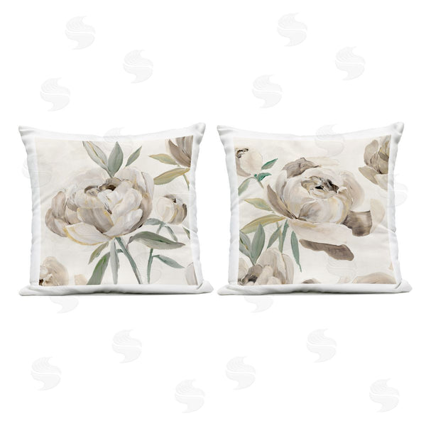 Stupell Industries Aria K. | Neutral Lustrous Peonies Printed Throw Pillow Set