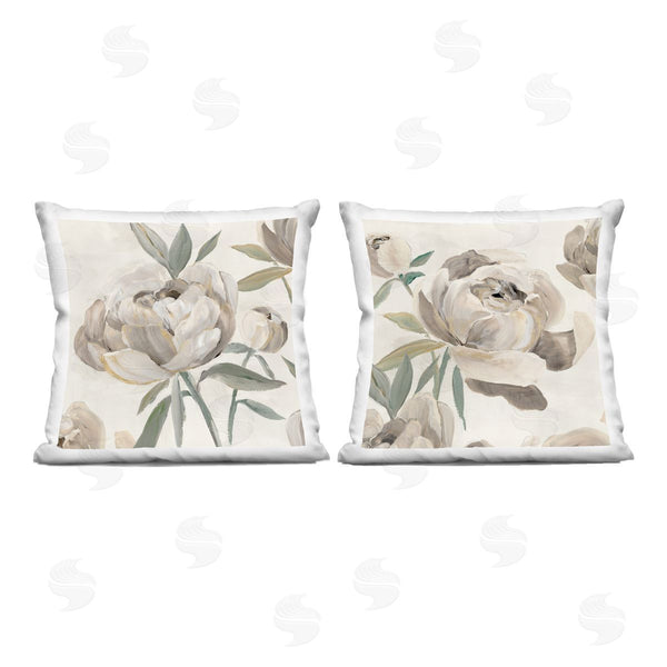 stupell industries Aria K. | Neutral Lustrous Peonies Printed Throw Pillow Set