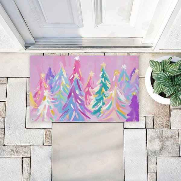 Stupell Industries Arlington Prints | Abstract Pastel Christmas Trees Non-Woven Door Mat