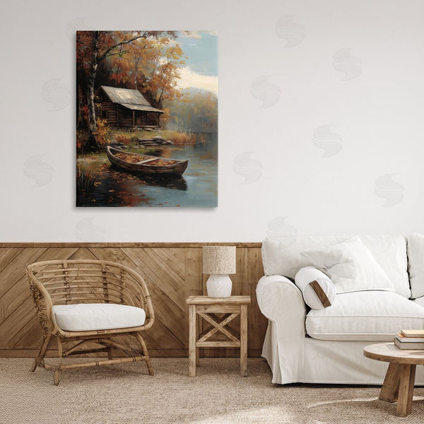 Stupell Industries Arlington Prints | Autumn Cabin Canoe With Leaves Wall Art