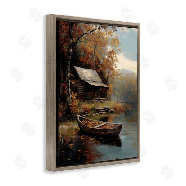 Stupell Industries Arlington Prints | Autumn Cabin Canoe With Leaves Wall Art